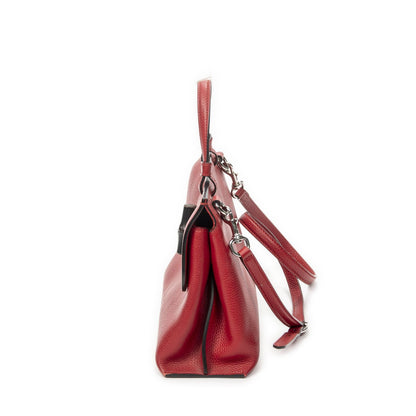 Gucci Small Bamboo Top Handle Flap Red Gray Calfskin Leather — view 3