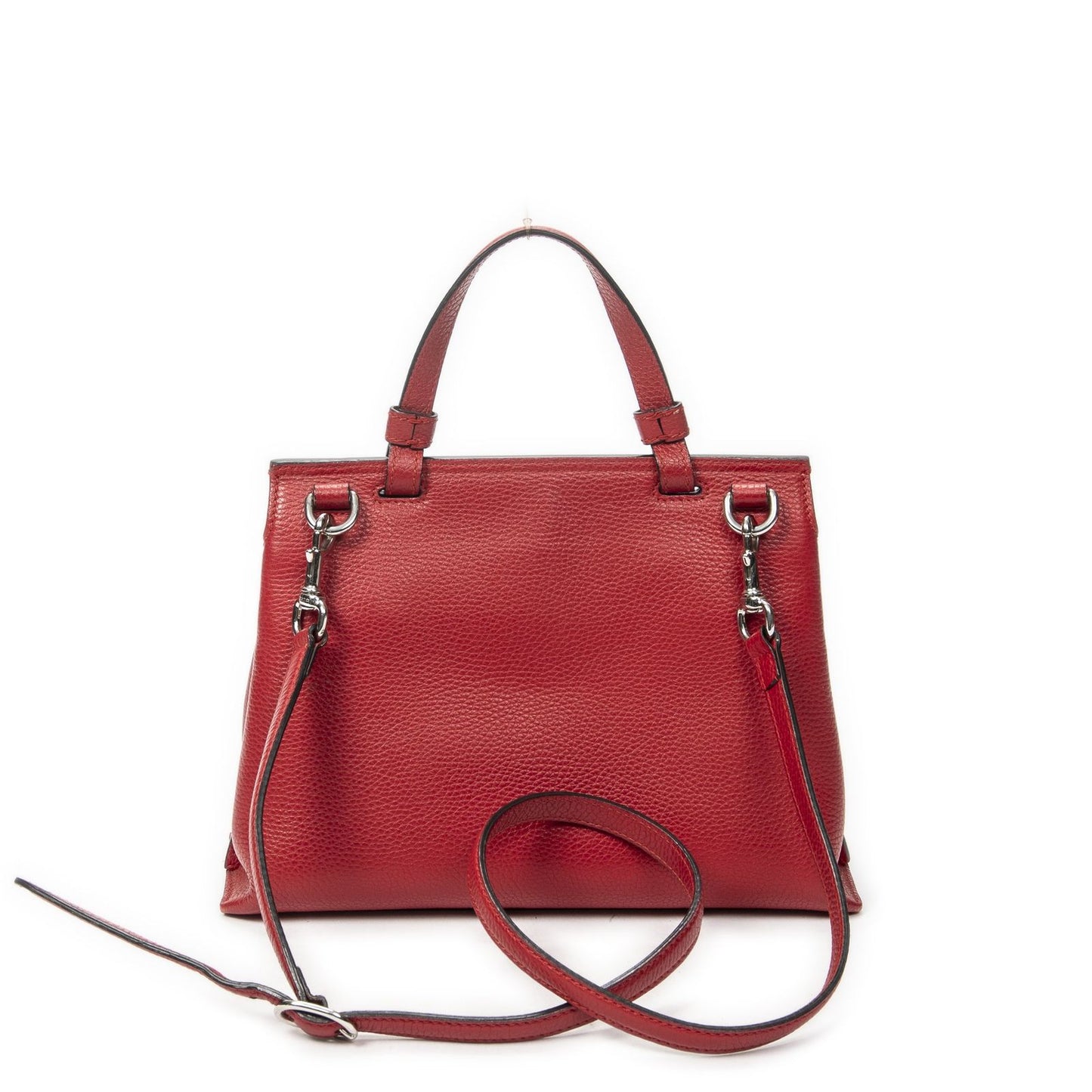 Gucci Small Bamboo Top Handle Flap Red Gray Calfskin Leather — view 5