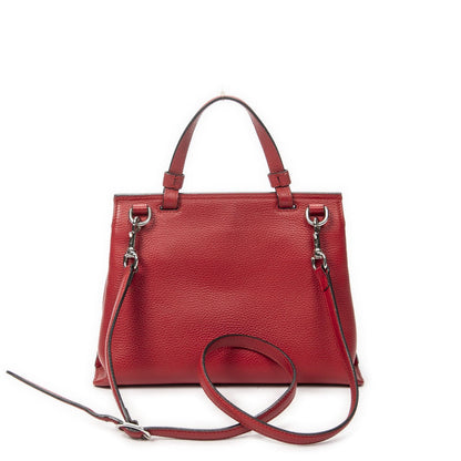 Gucci Small Bamboo Top Handle Flap Red Gray Calfskin Leather — view 5