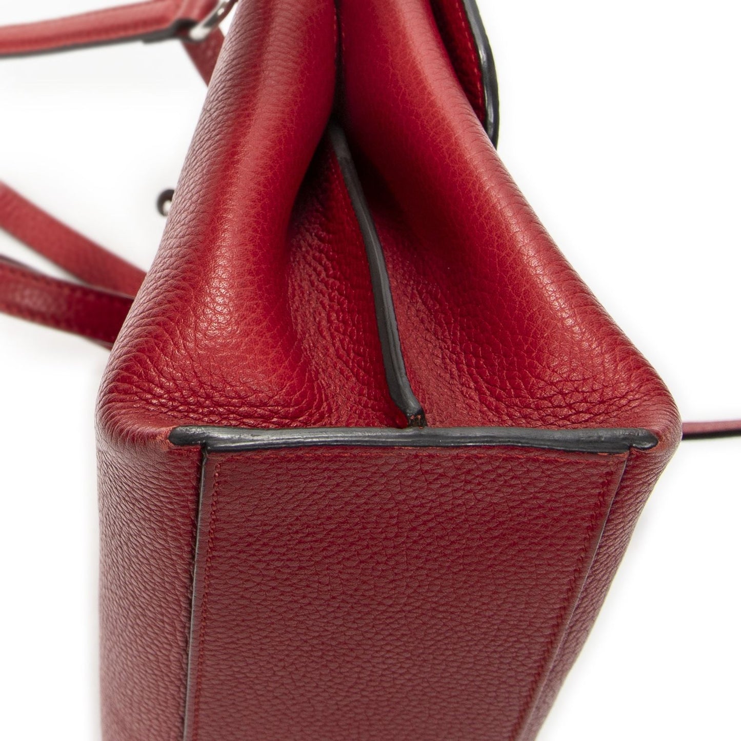 Gucci Small Bamboo Top Handle Flap Red Gray Calfskin Leather — view 7