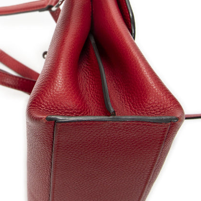 Gucci Small Bamboo Top Handle Flap Red Gray Calfskin Leather — view 7