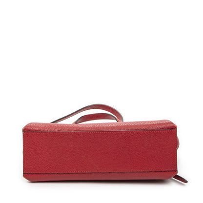 Gucci Small Bamboo Top Handle Flap Red Gray Calfskin Leather — view 6