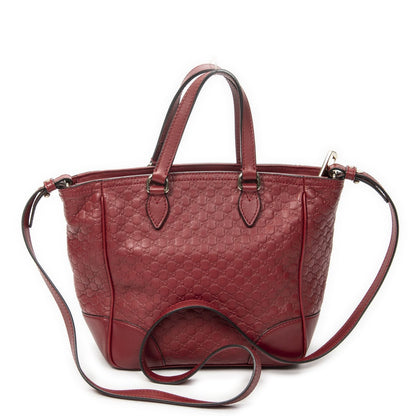 Gucci Small Bree Tote Red Micro Guccissima Leather — view 5