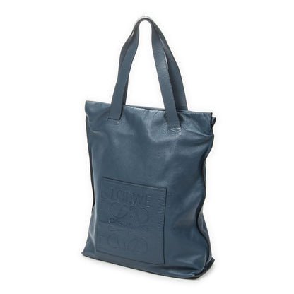 Loewe Anagram Tote Teal Blue Calfskin Leather — view 2