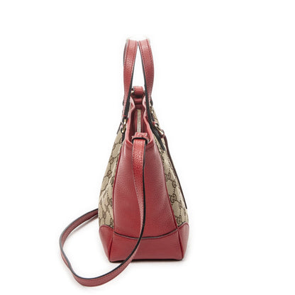 Gucci Small Bree Tote Red Beige GG Canvas — view 4