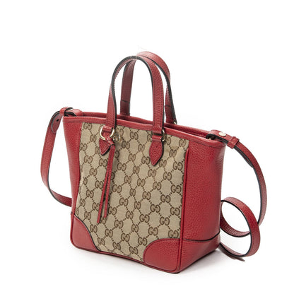 Gucci Small Bree Tote Red Beige GG Canvas — view 2