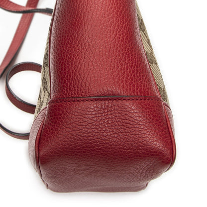 Gucci Small Bree Tote Red Beige GG Canvas — view 7
