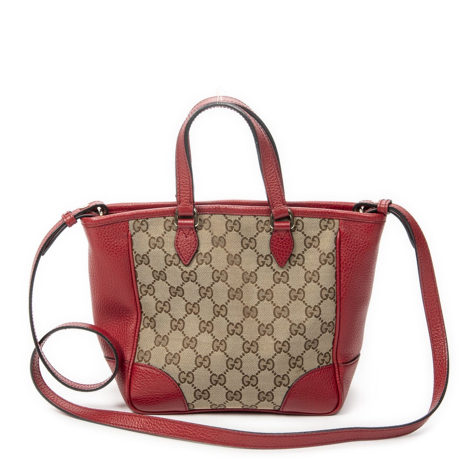 Gucci Small Bree Tote Red Beige GG Canvas — view 5