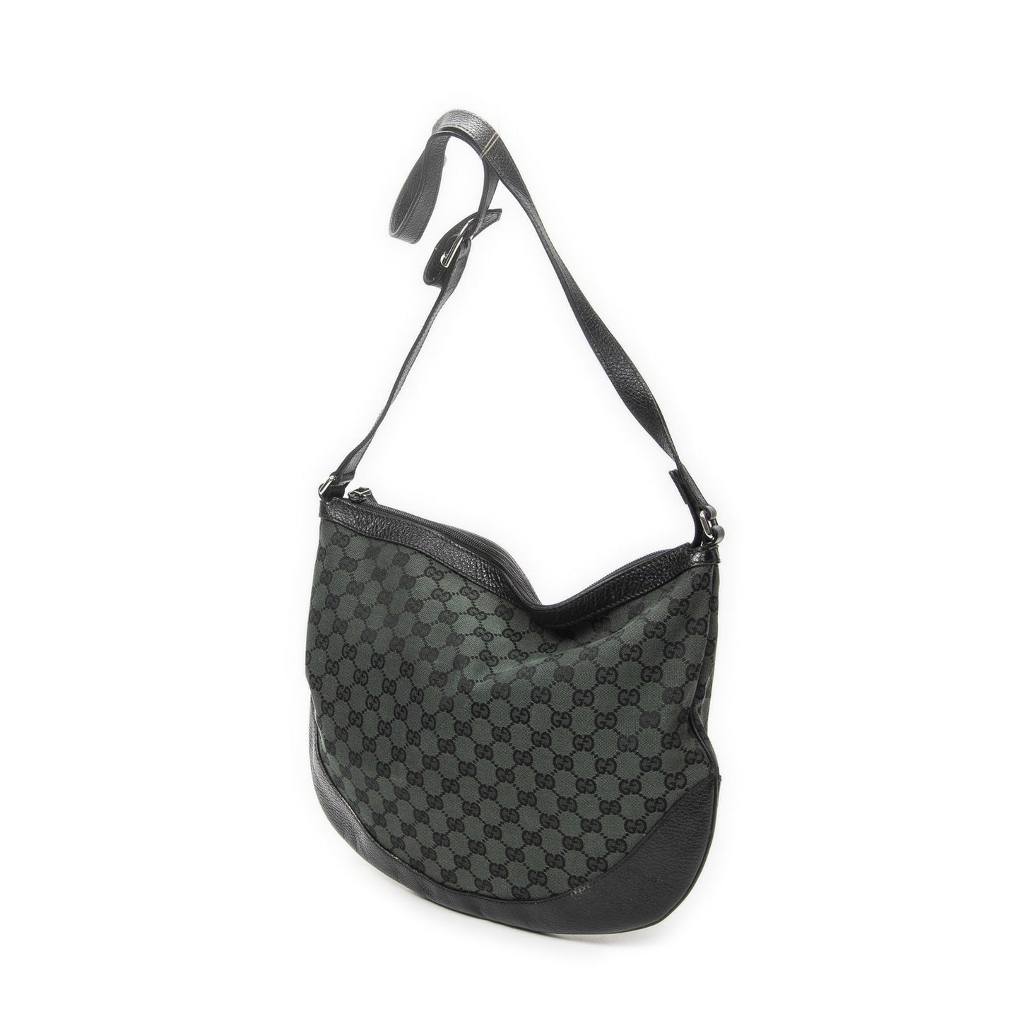 Gucci Half Moon Messenger Black Dark Green GG Canvas — view 2
