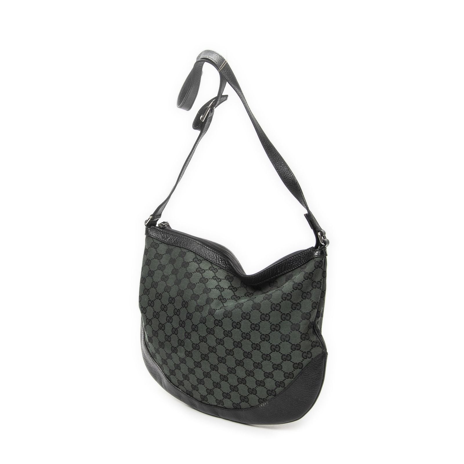 Gucci Half Moon Messenger Black Dark Green GG Canvas — view 2