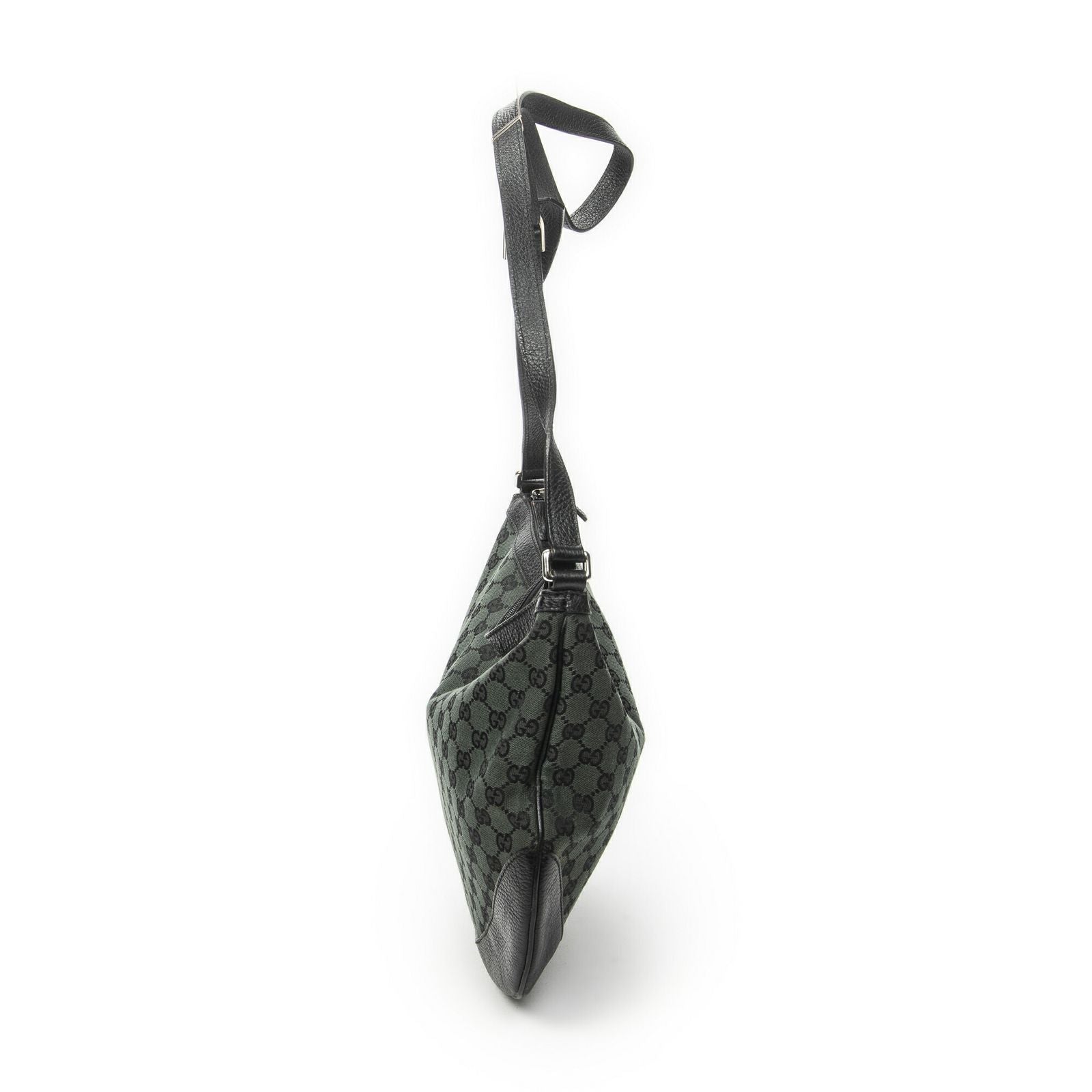 Gucci Half Moon Messenger Black Dark Green GG Canvas — view 3