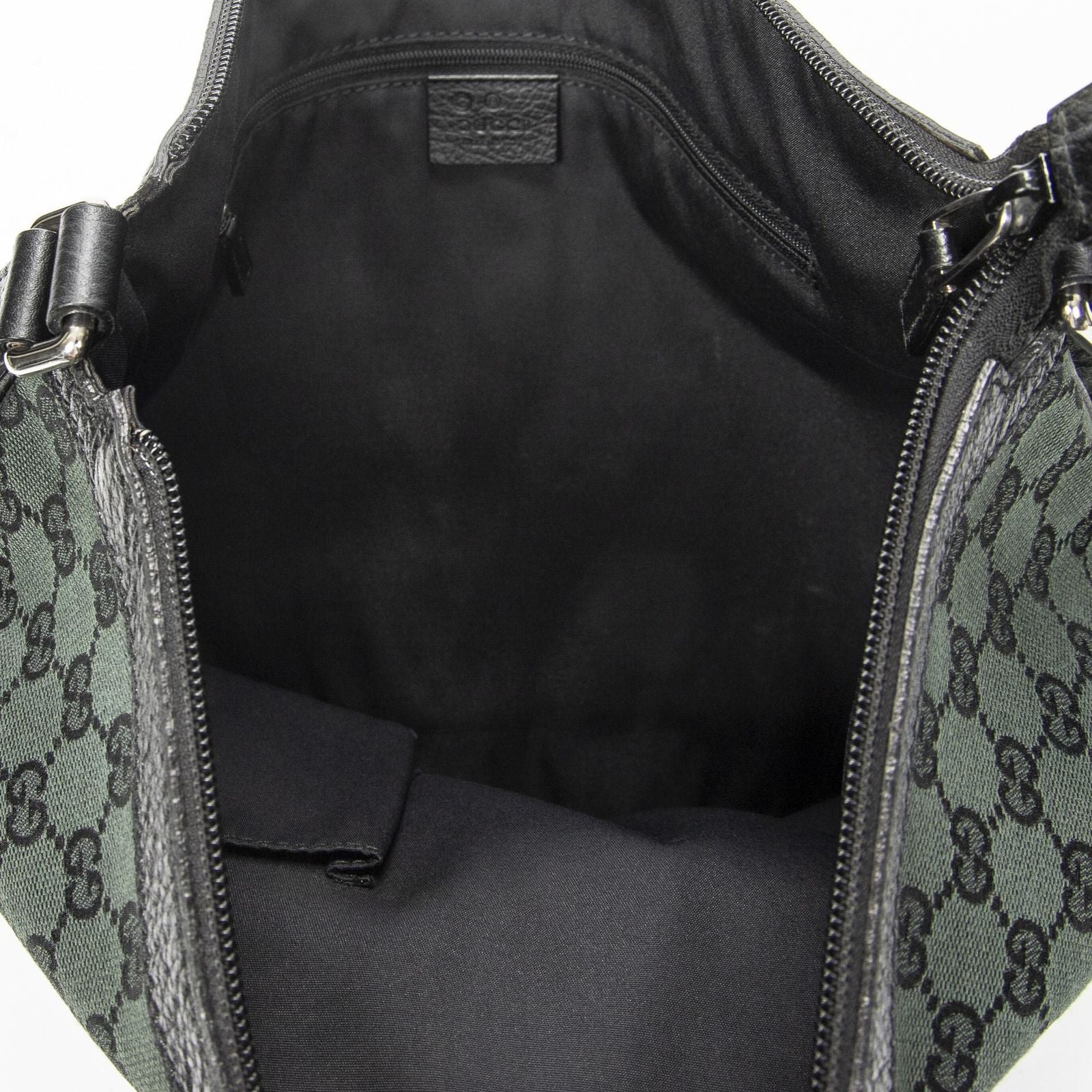 Gucci Half Moon Messenger Black Dark Green GG Canvas — view 9