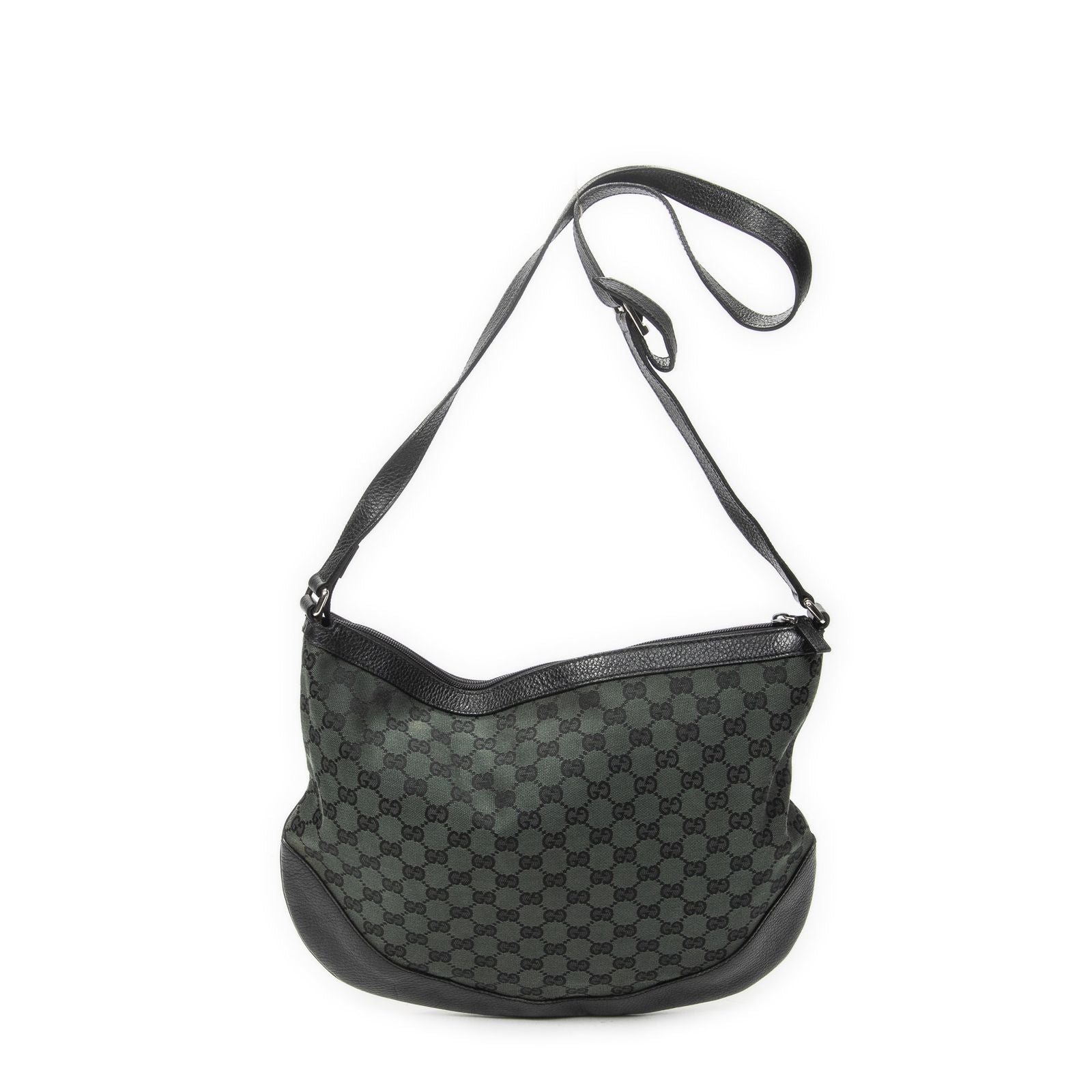 Gucci Half Moon Messenger Black Dark Green GG Canvas — view 5