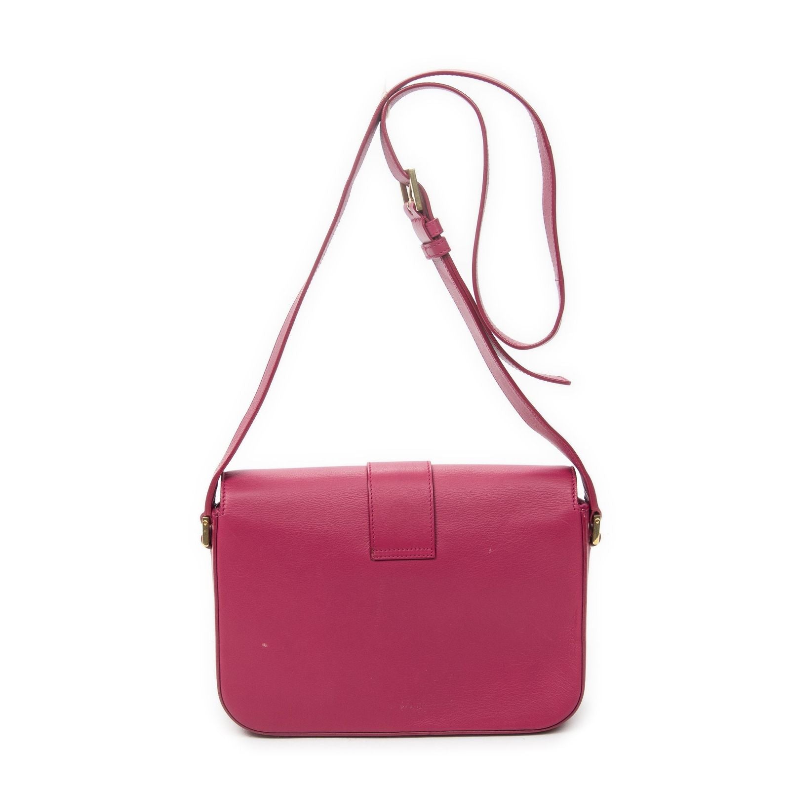 Saint Laurent Line Flap Cross Belt Bag Fuchsia Pink Calfskin Leather — view 5