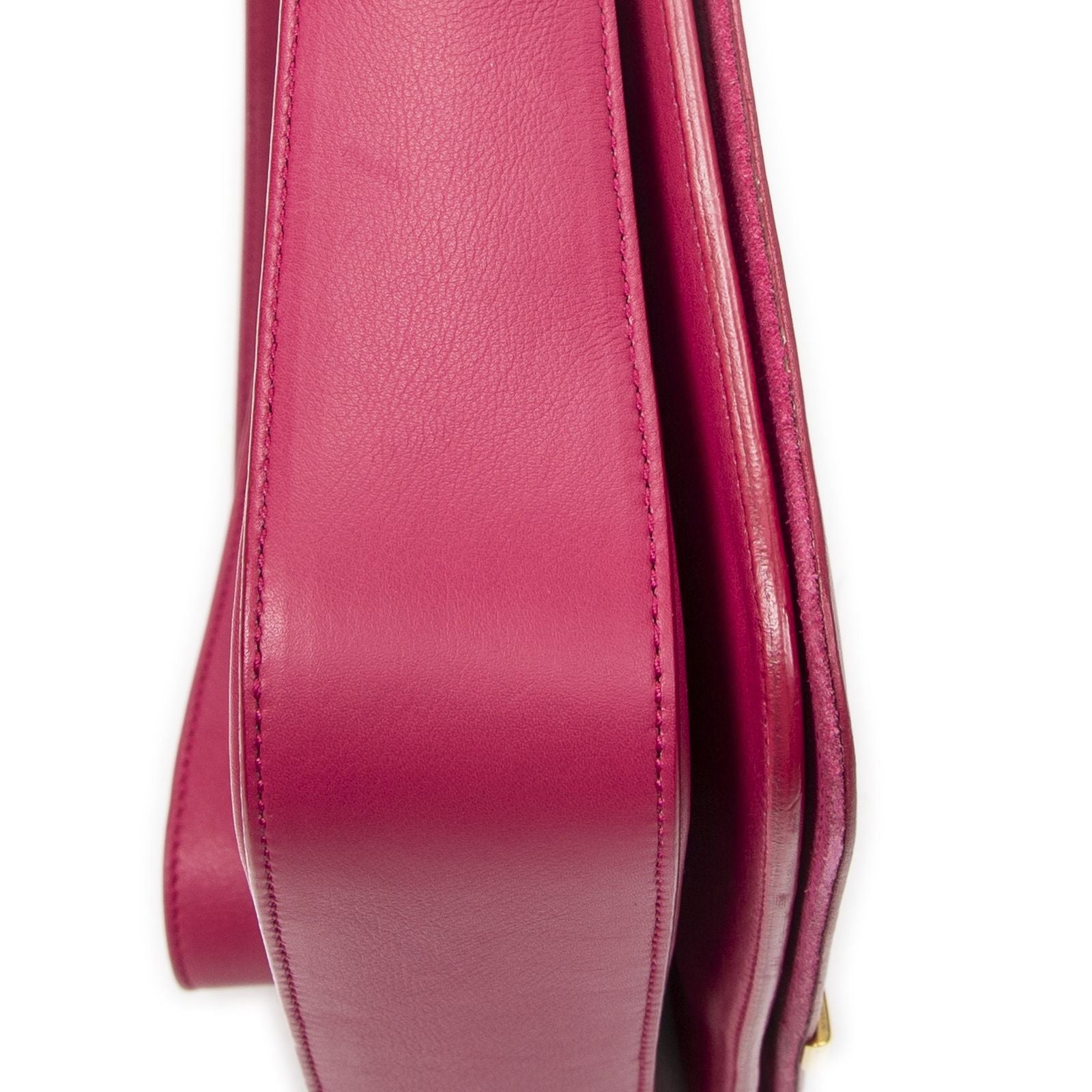 Saint Laurent Line Flap Cross Belt Bag Fuchsia Pink Calfskin Leather — view 7