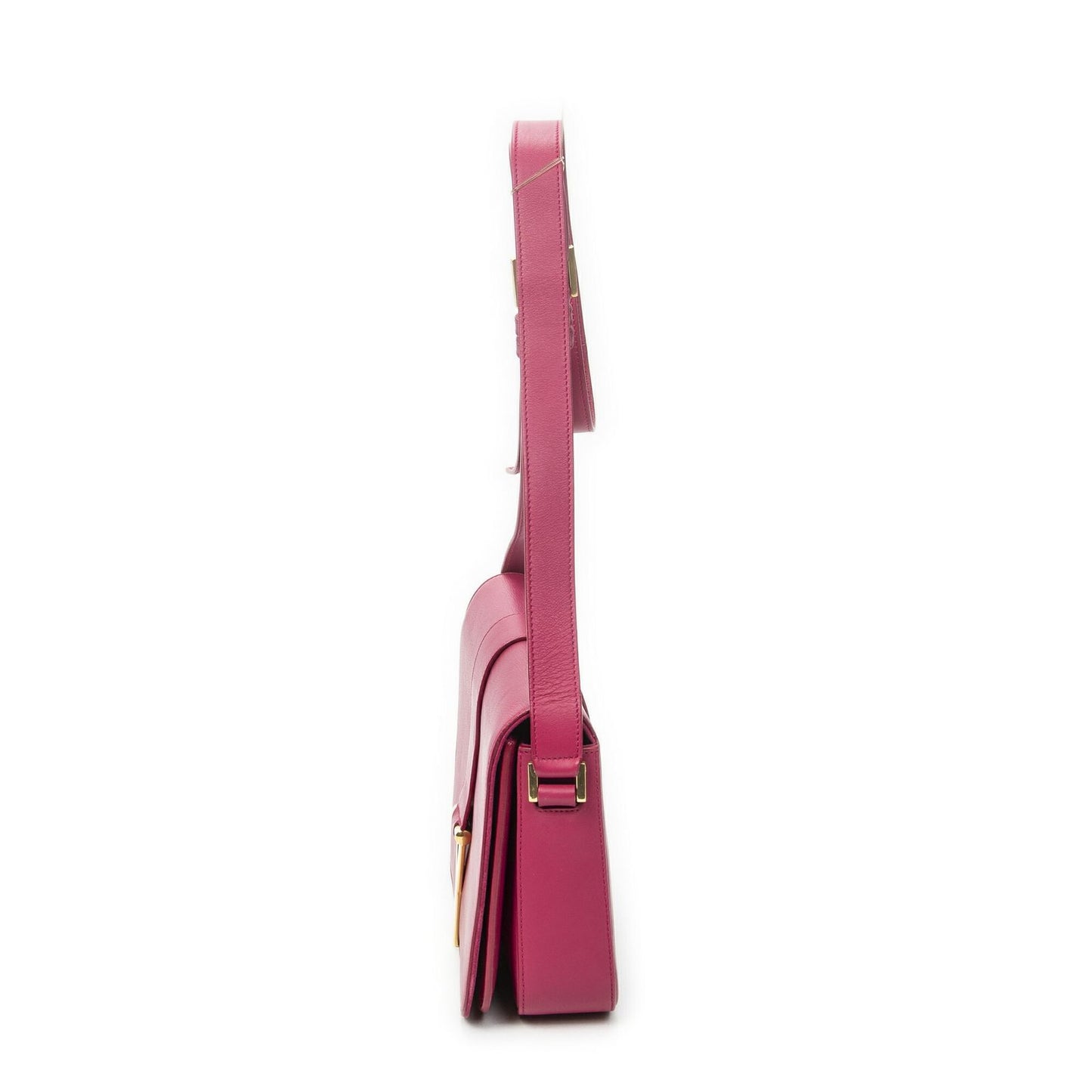 Saint Laurent Line Flap Cross Belt Bag Fuchsia Pink Calfskin Leather — view 3