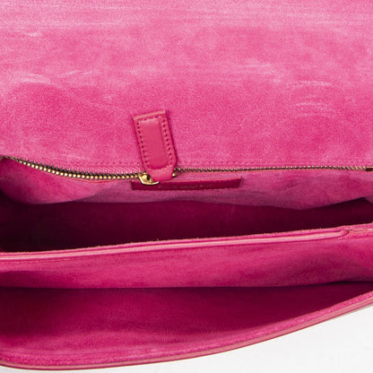 Saint Laurent Line Flap Cross Belt Bag Fuchsia Pink Calfskin Leather — view 9