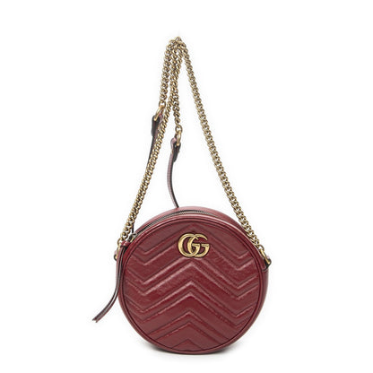 Gucci Small GG Marmont Chain Crossbody Red Matelasse Chez Blanc Leather