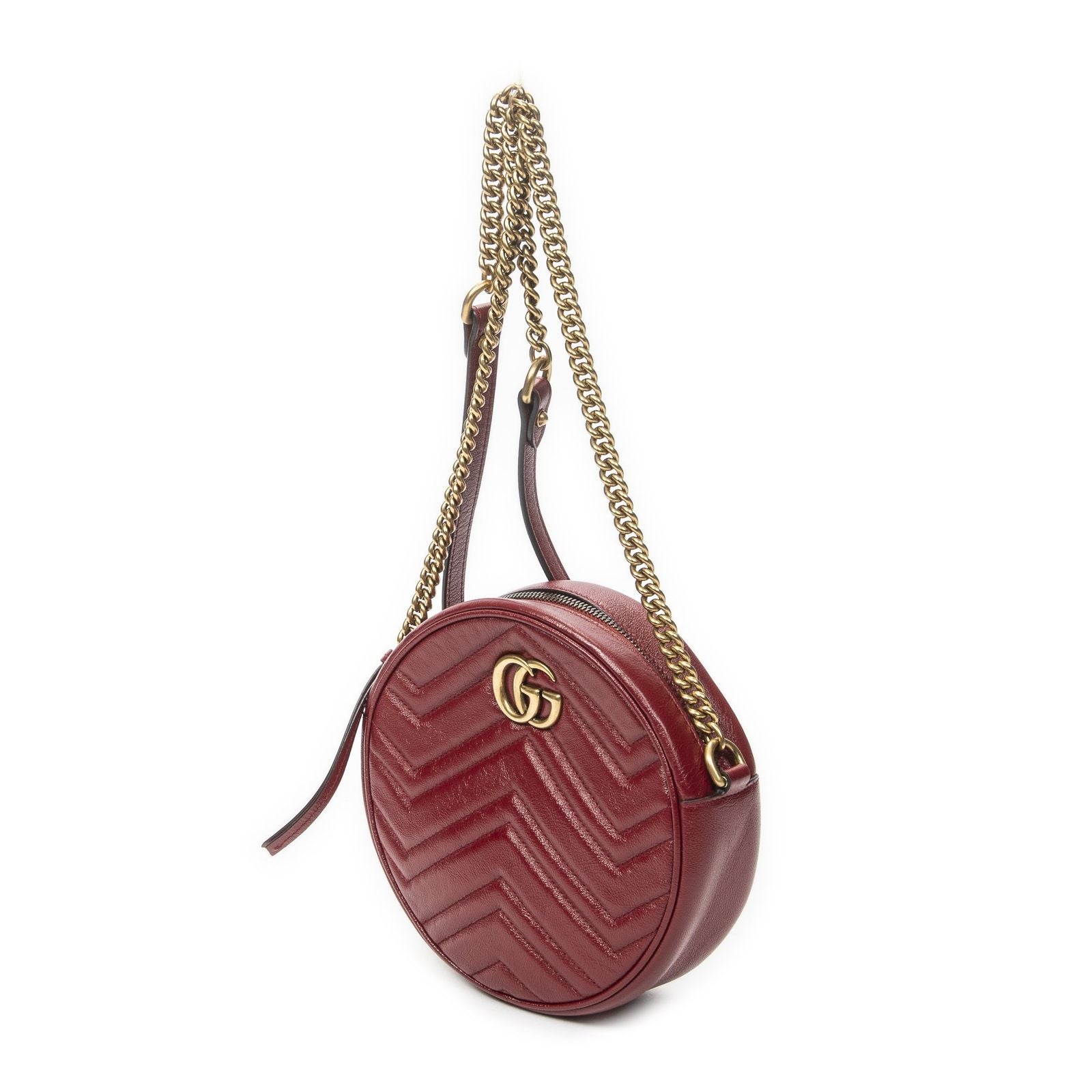 Gucci Small GG Marmont Chain Crossbody Red Matelasse Chez Blanc Leather — view 2