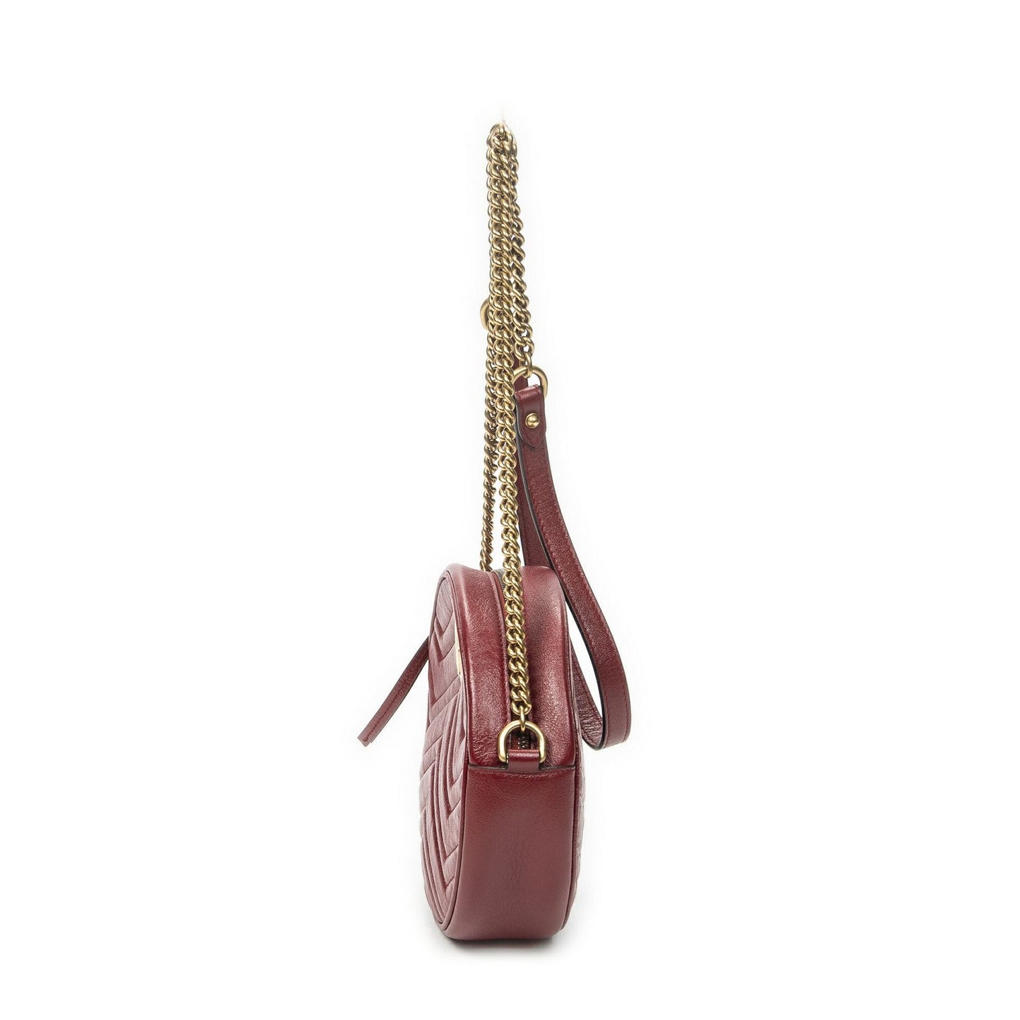 Gucci Small GG Marmont Chain Crossbody Red Matelasse Chez Blanc Leather — view 3