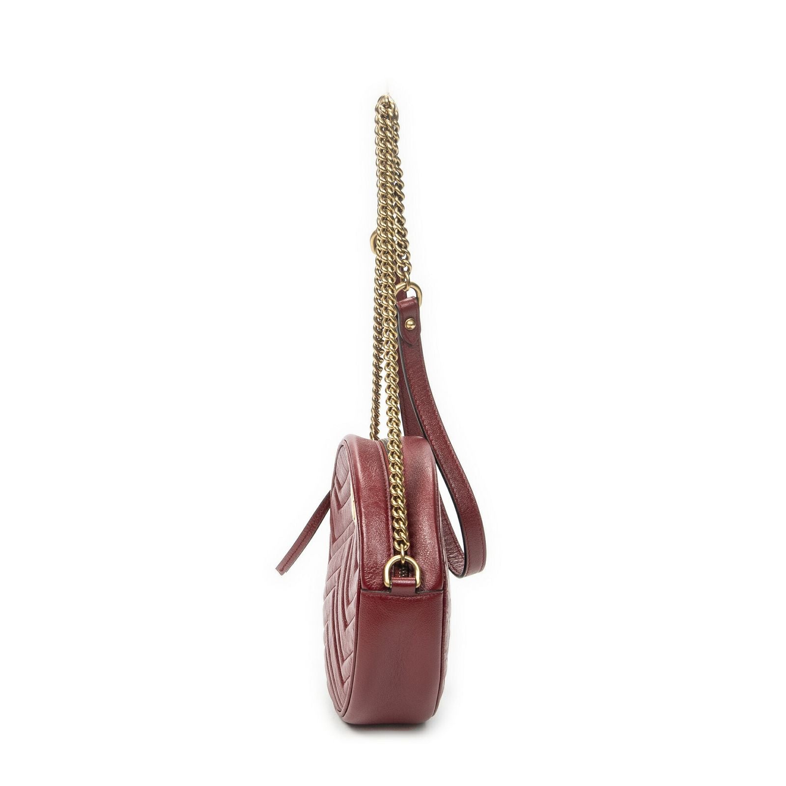 Gucci Small GG Marmont Chain Crossbody Red Matelasse Chez Blanc Leather — view 3