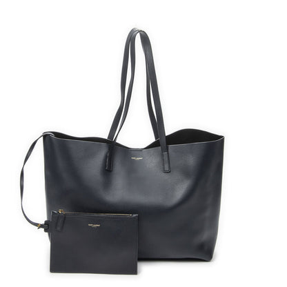 Saint Laurent East West Shopping Tote Navy Calfskin Leather