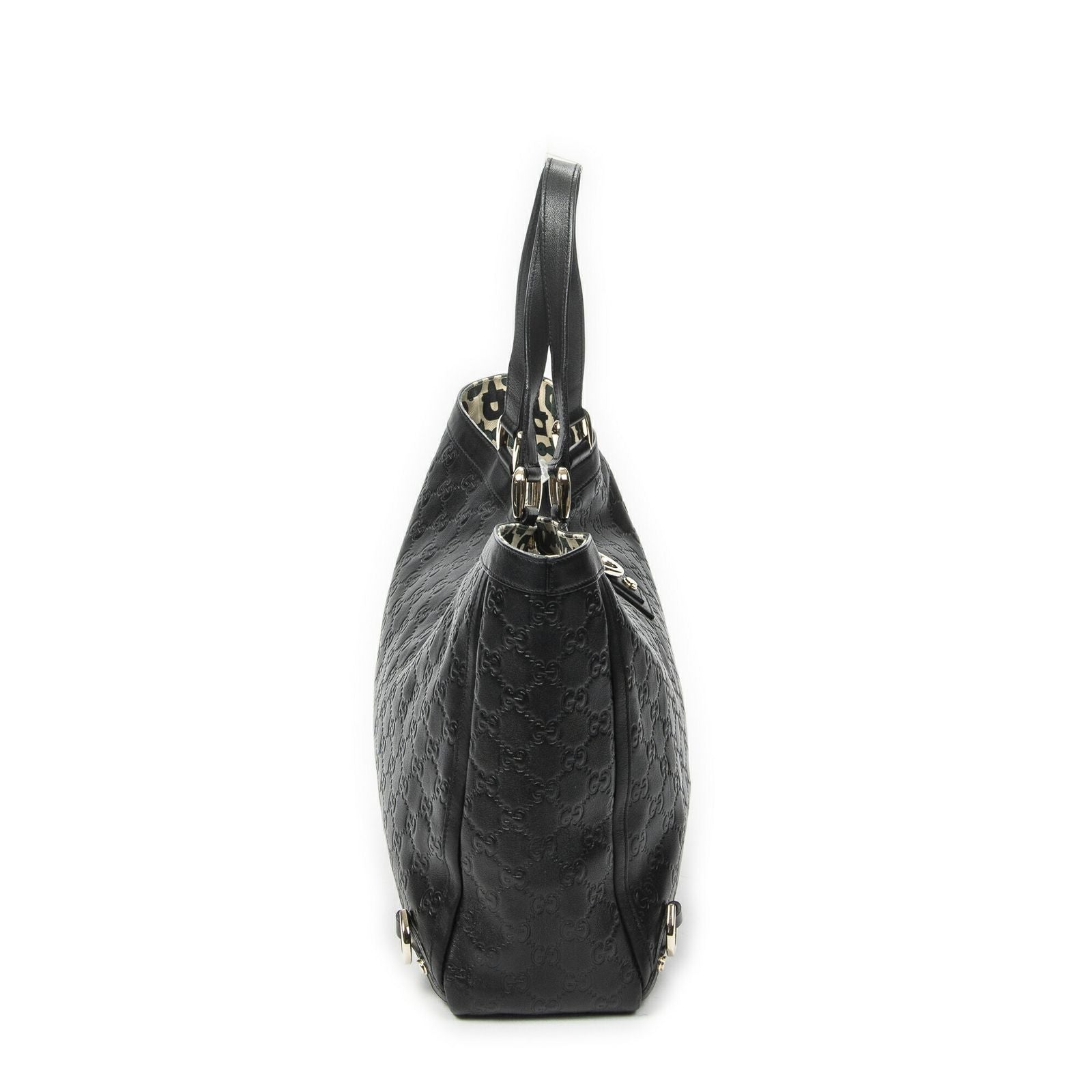 Gucci Large Abbey D Ring Tote Black Guccissima — view 4
