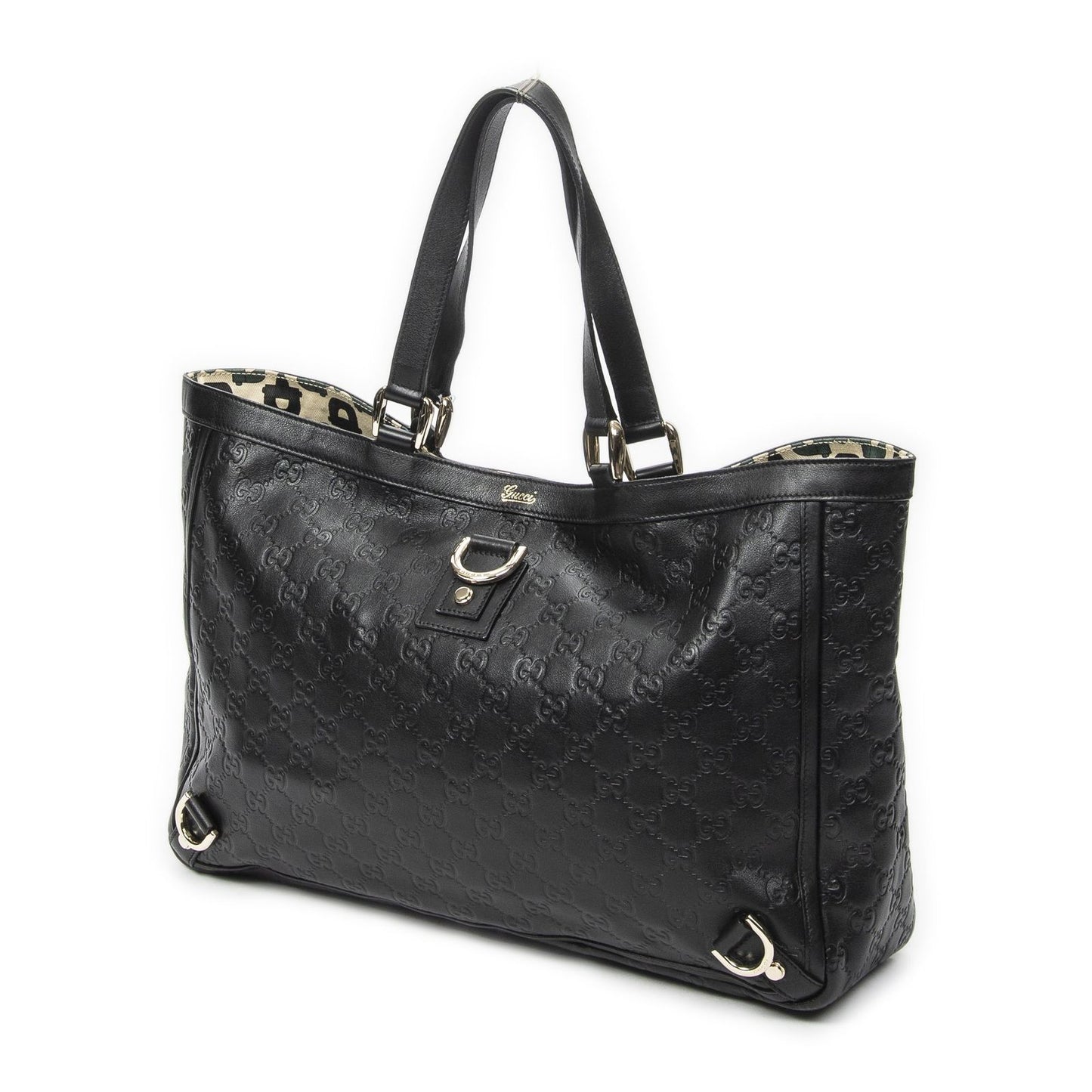 Gucci Large Abbey D Ring Tote Black Guccissima — view 2