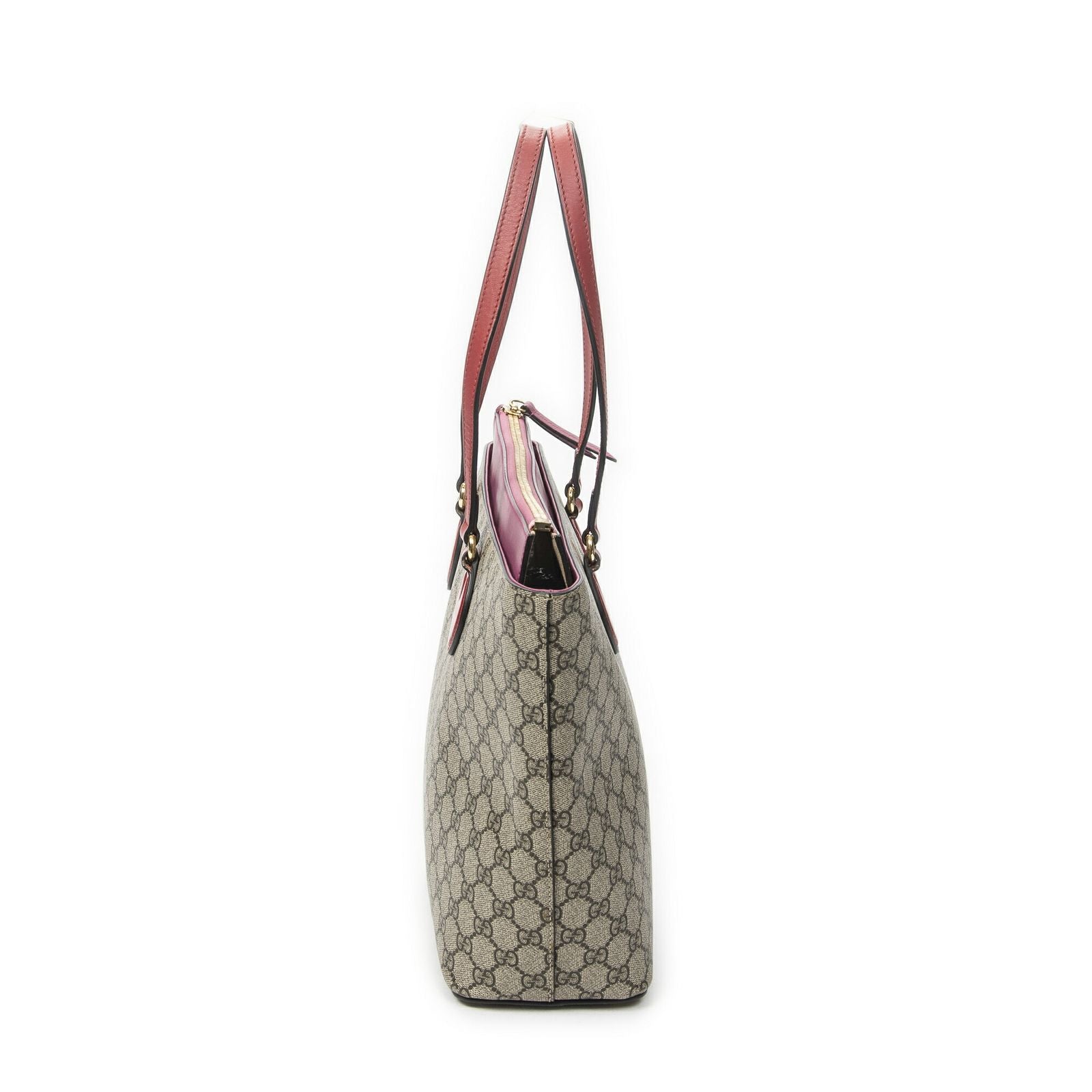 Gucci Zip Bucket Tote Beige Pink Red Supreme Canvas — view 3