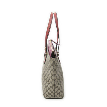 Gucci Zip Bucket Tote Beige Pink Red Supreme Canvas — view 3