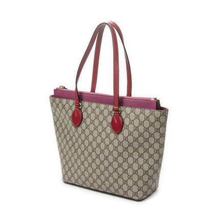 Gucci Zip Bucket Tote Beige Pink Red Supreme Canvas — view 2