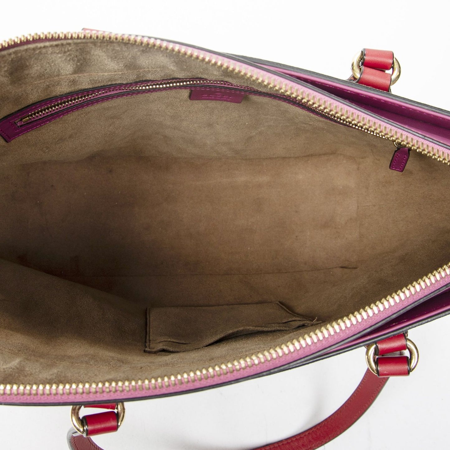Gucci Zip Bucket Tote Beige Pink Red Supreme Canvas — view 9