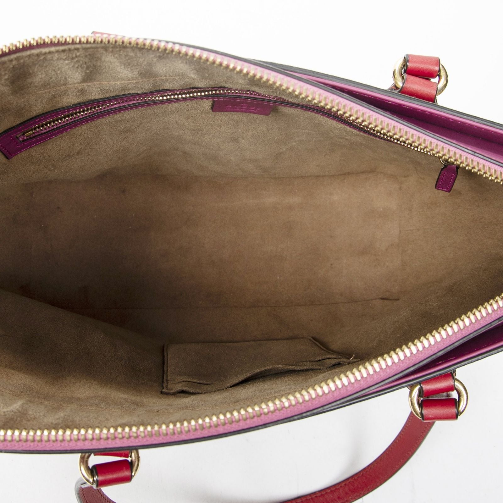 Gucci Zip Bucket Tote Beige Pink Red Supreme Canvas — view 9