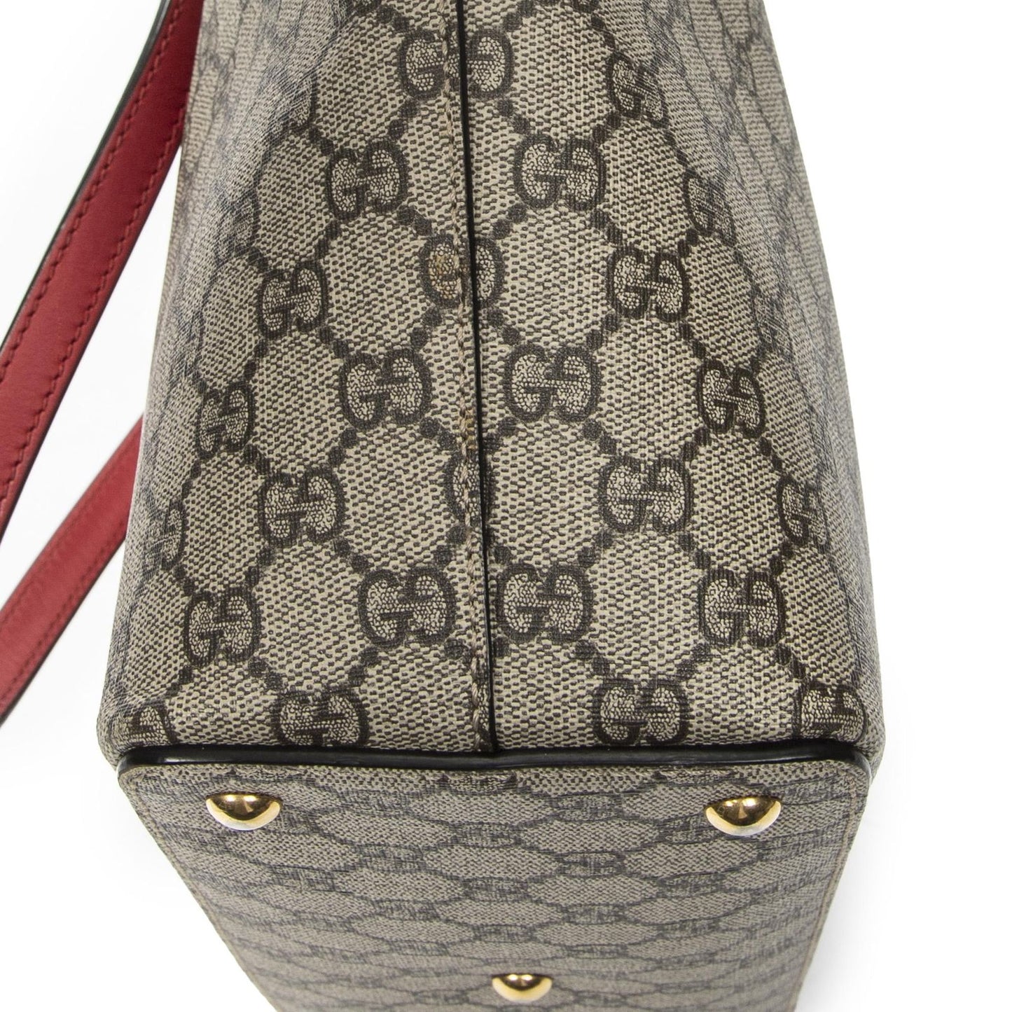 Gucci Zip Bucket Tote Beige Pink Red Supreme Canvas — view 7