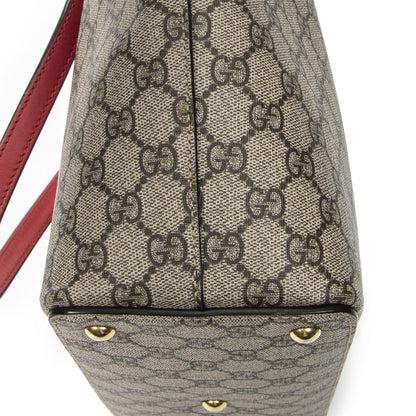 Gucci Zip Bucket Tote Beige Pink Red Supreme Canvas — view 7