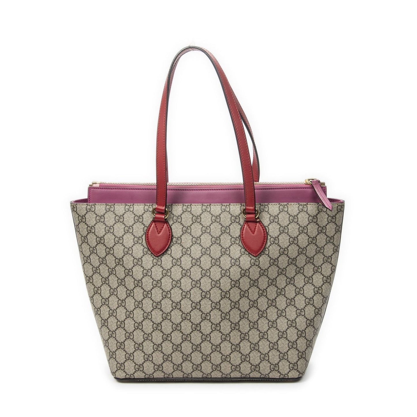 Gucci Zip Bucket Tote Beige Pink Red Supreme Canvas — view 5
