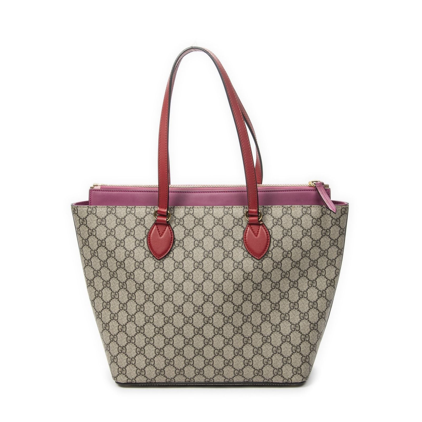 Gucci Zip Bucket Tote Beige Pink Red Supreme Canvas — view 5