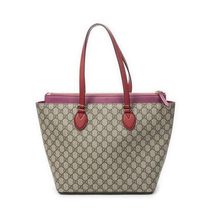 Gucci Zip Bucket Tote Beige Pink Red Supreme Canvas — view 5