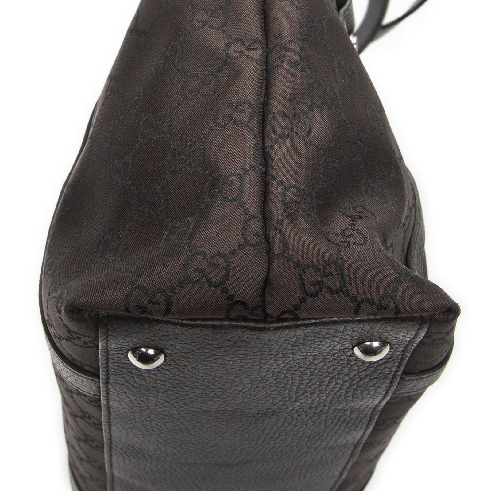 Gucci Abbey Tote Dark Brown GG Nylon Canvas — view 7
