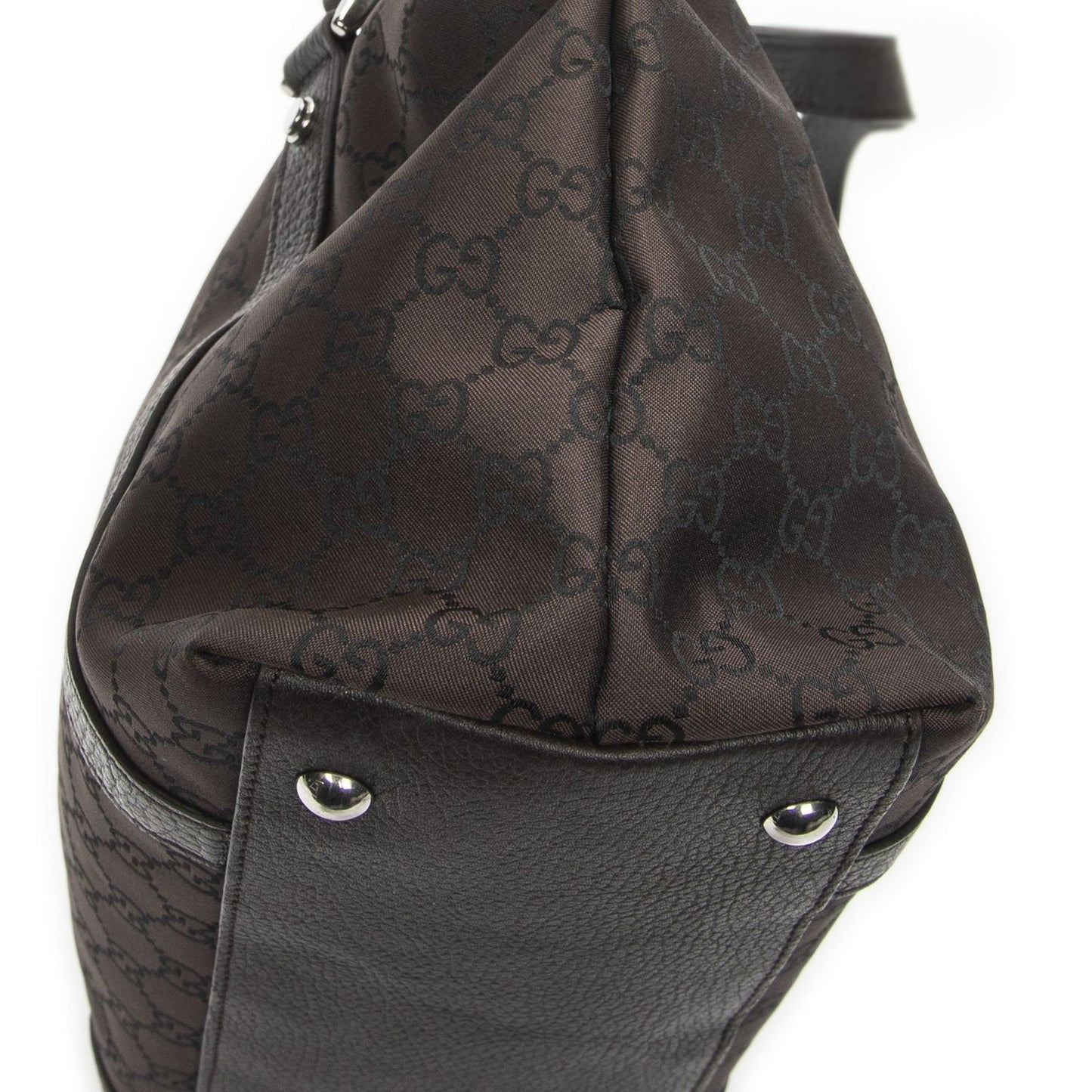 Gucci Abbey Tote Dark Brown GG Nylon Canvas — view 8