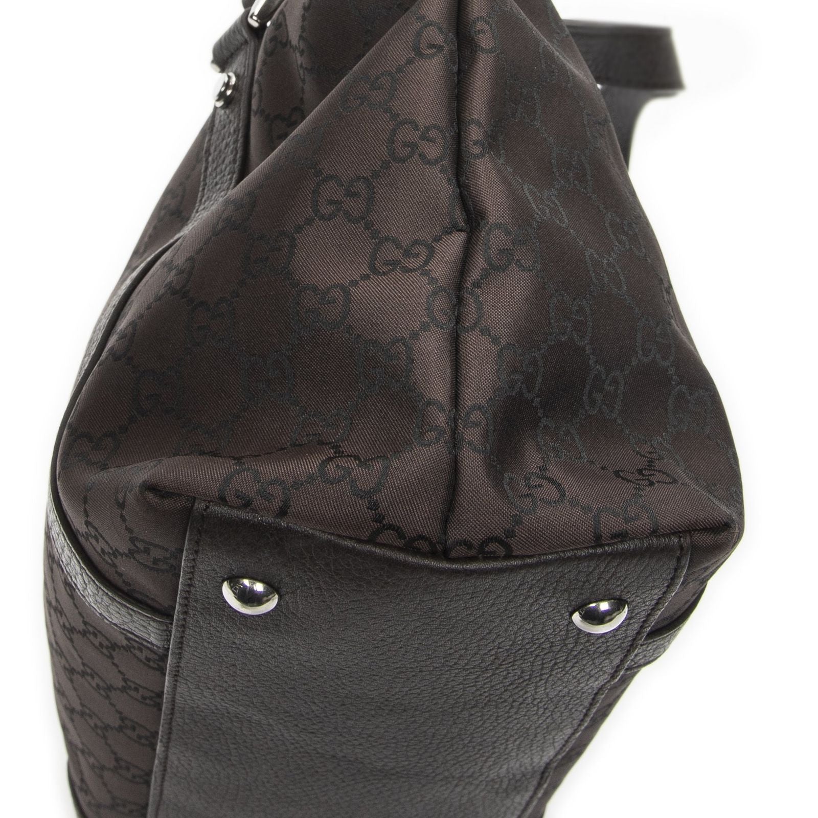 Gucci Abbey Tote Dark Brown GG Nylon Canvas — view 8