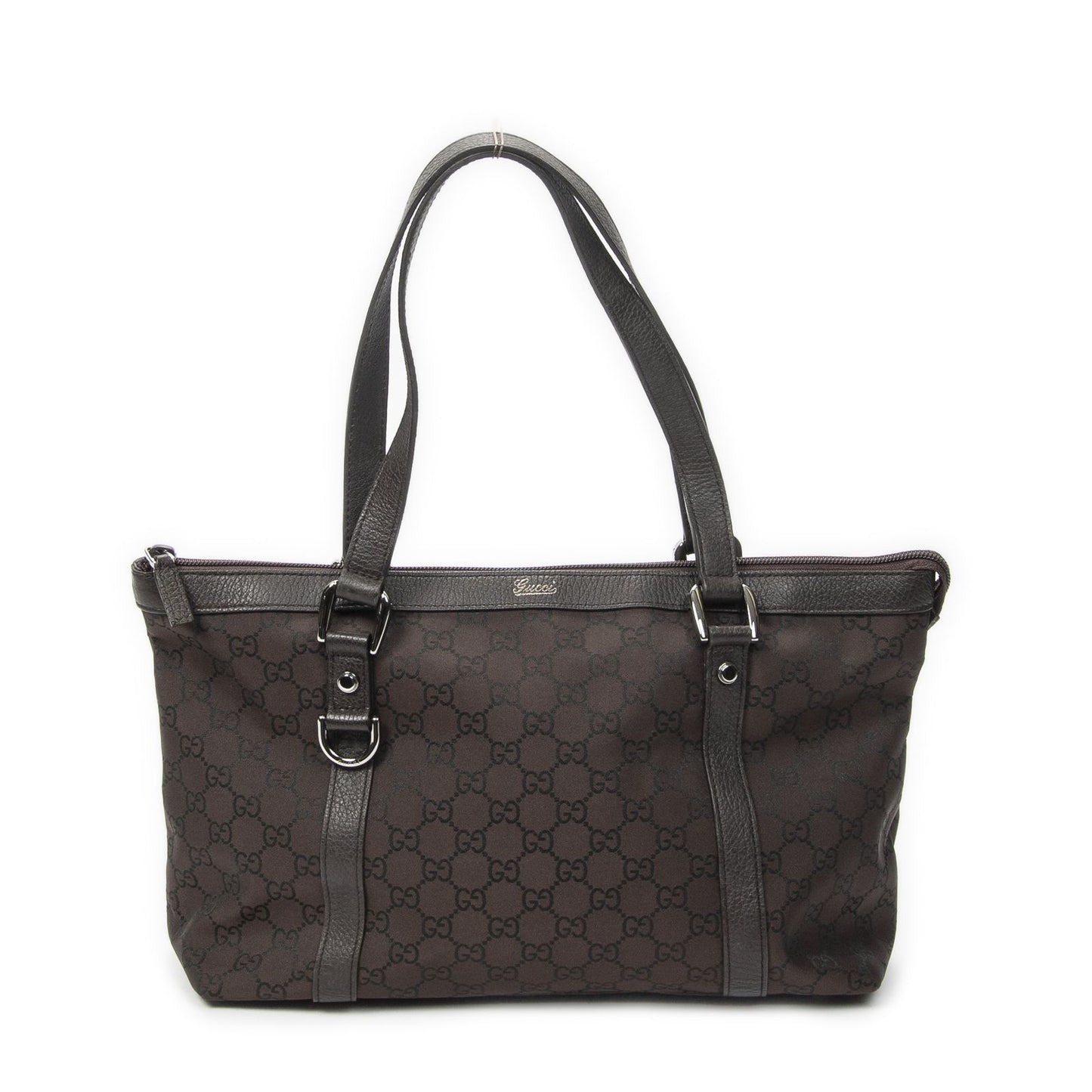 Gucci Abbey Tote Dark Brown GG Nylon Canvas