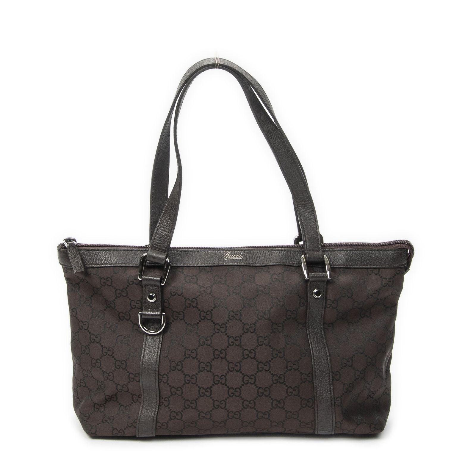 Gucci Abbey Tote Dark Brown GG Nylon Canvas