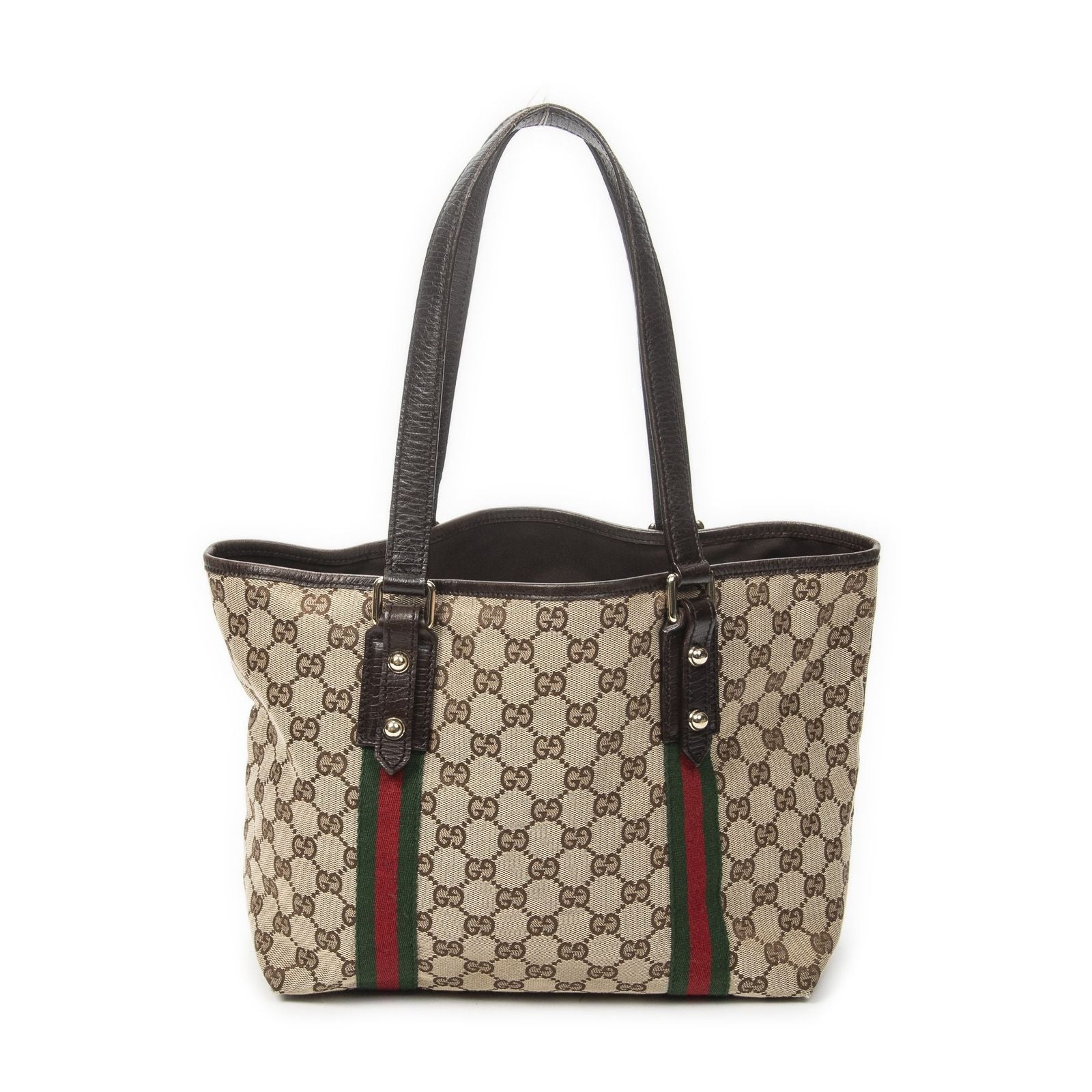 Gucci Small Web Jolique Tote Dark Brown Beige GG Canvas — view 5