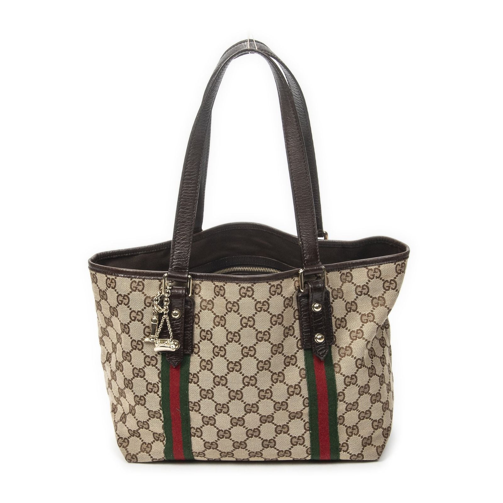 Gucci Small Web Jolique Tote Dark Brown Beige GG Canvas