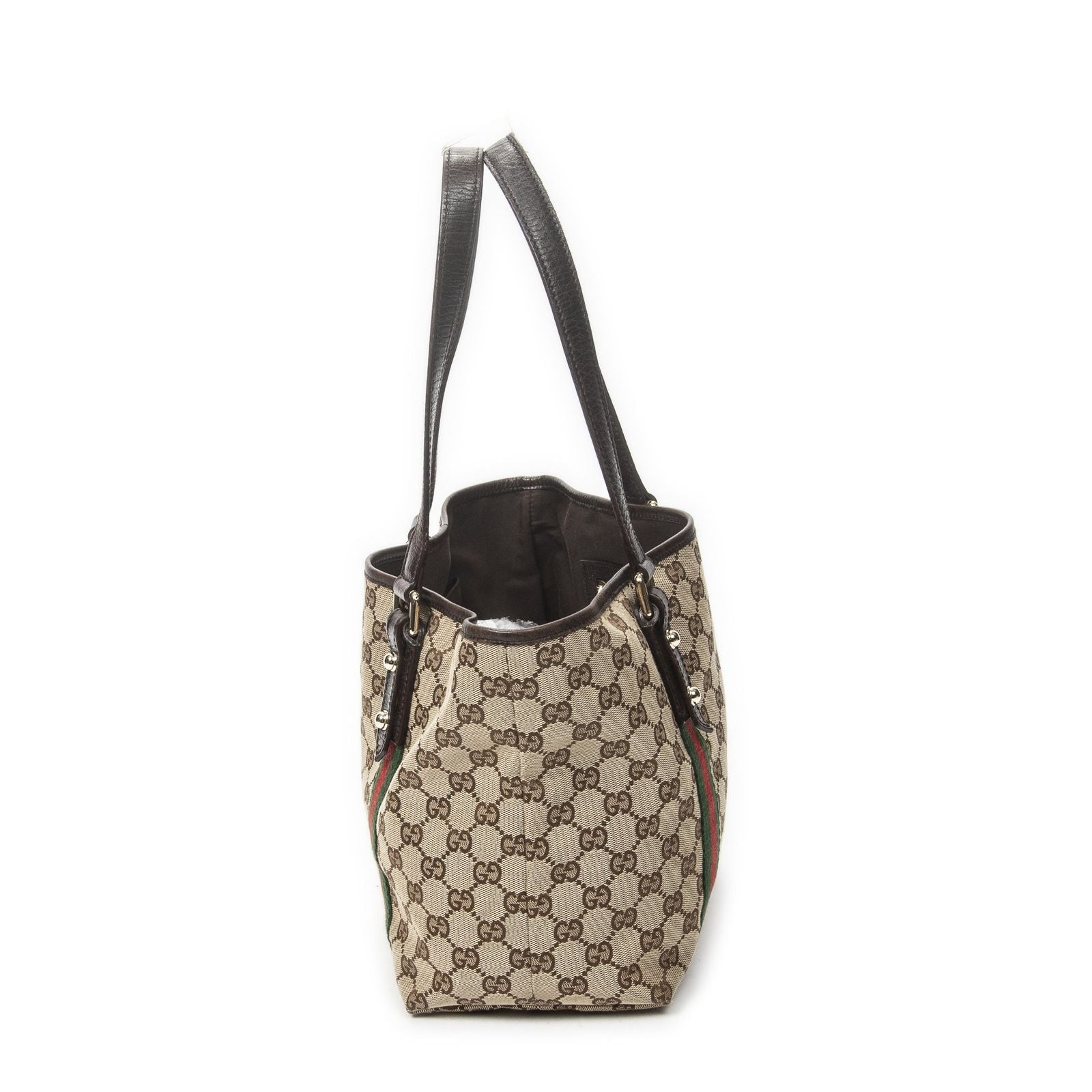 Gucci Small Web Jolique Tote Dark Brown Beige GG Canvas — view 3
