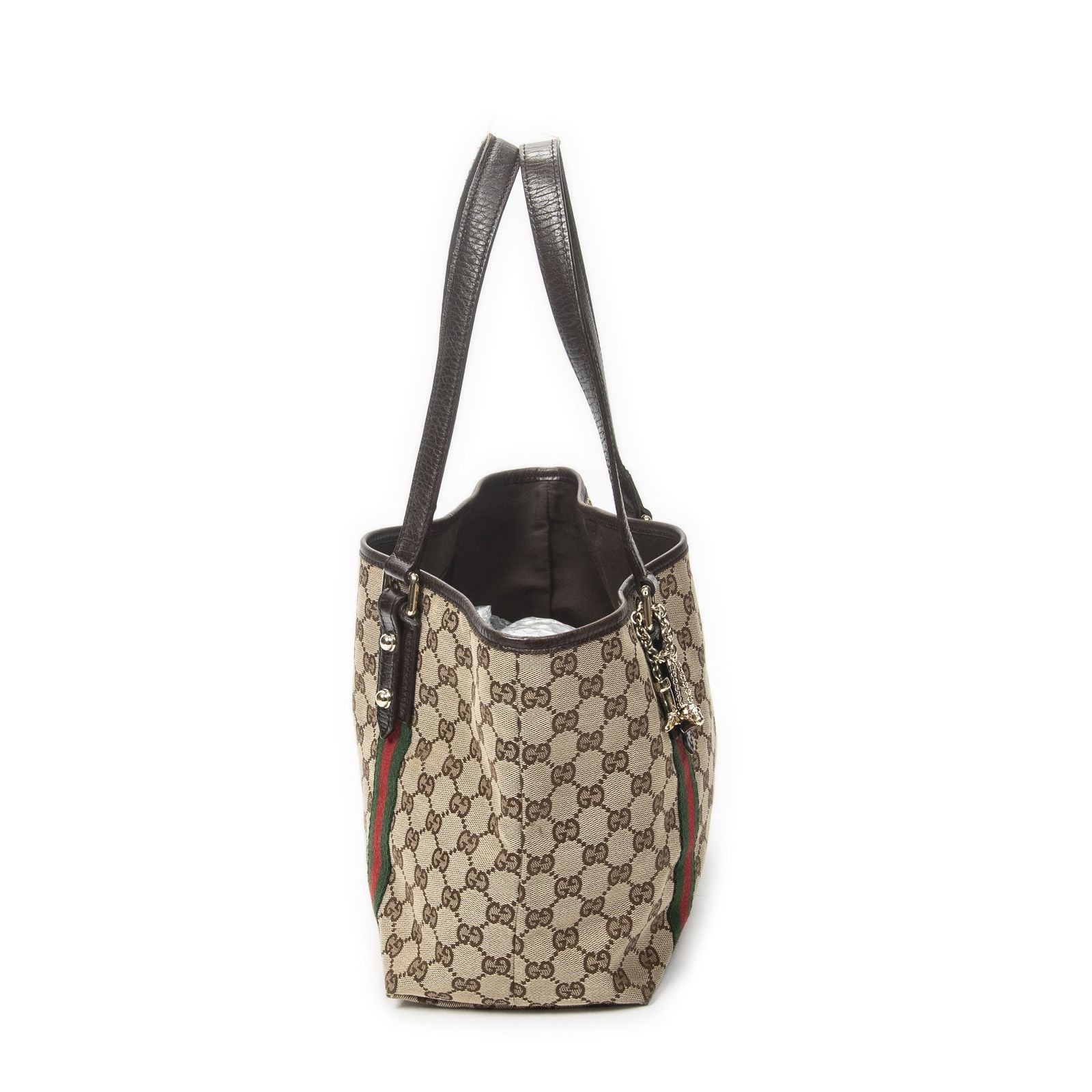 Gucci Small Web Jolique Tote Dark Brown Beige GG Canvas — view 4
