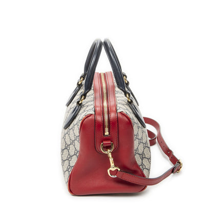 Gucci Small Boston Navy Beige Red Supreme Canvas Messenger — view 3