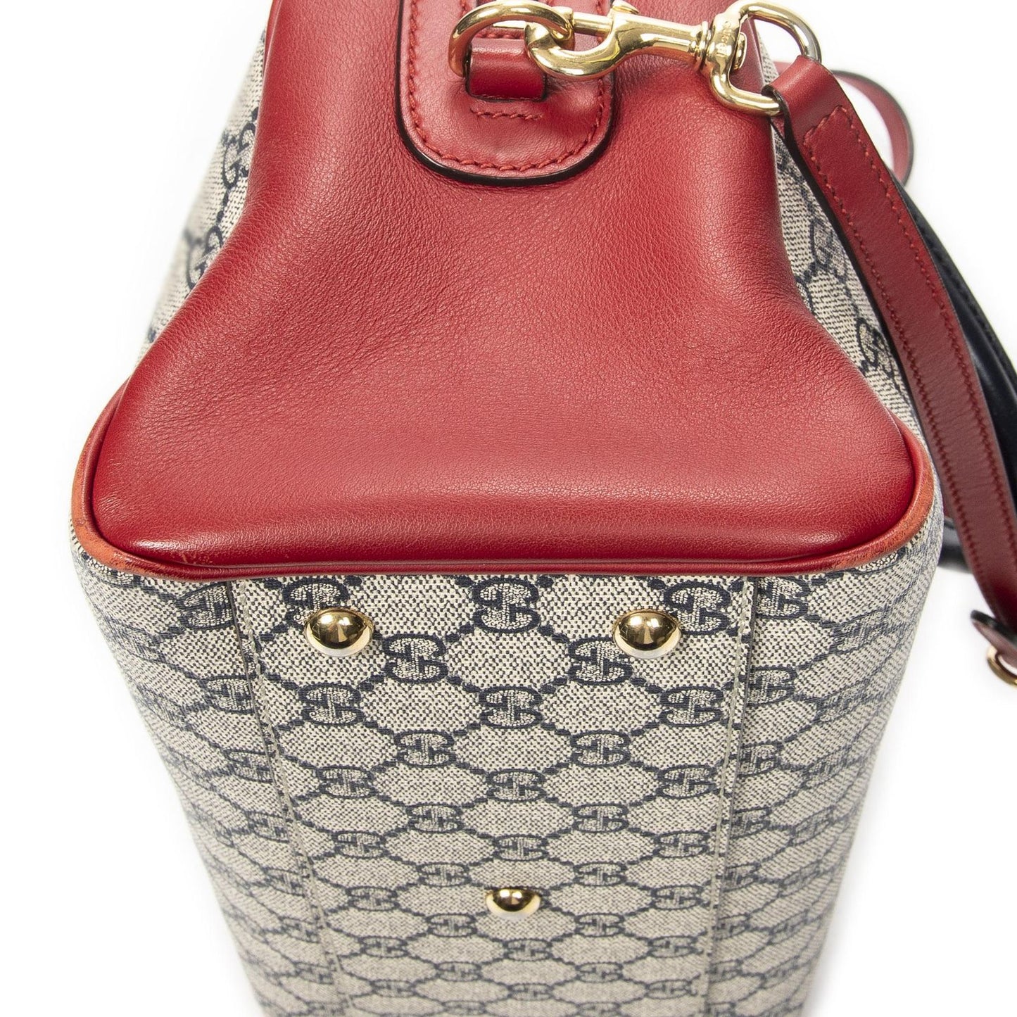 Gucci Small Boston Navy Beige Red Supreme Canvas Messenger — view 8