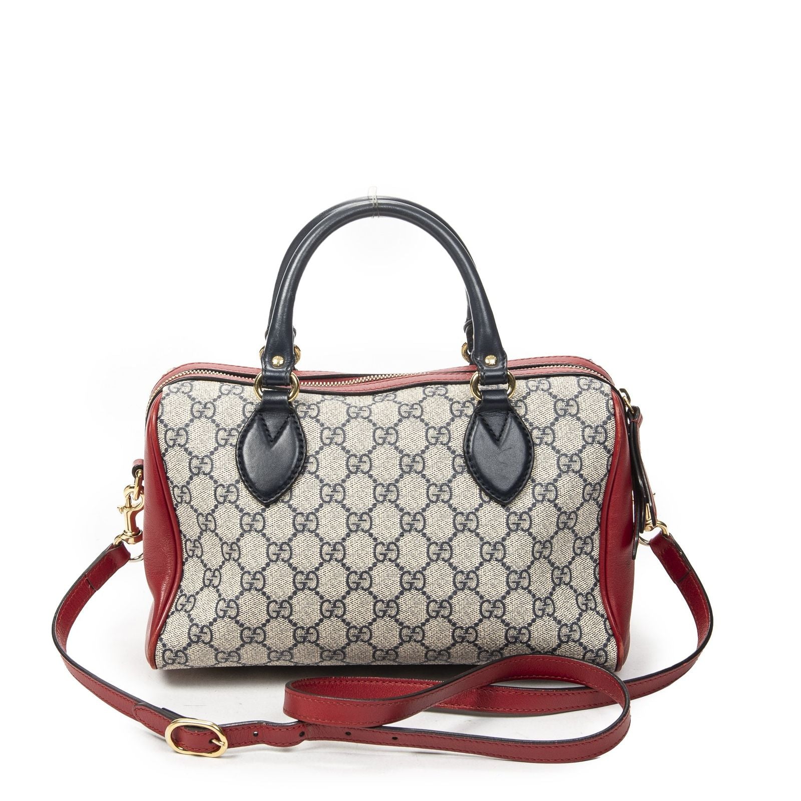 Gucci Small Boston Navy Beige Red Supreme Canvas Messenger — view 5